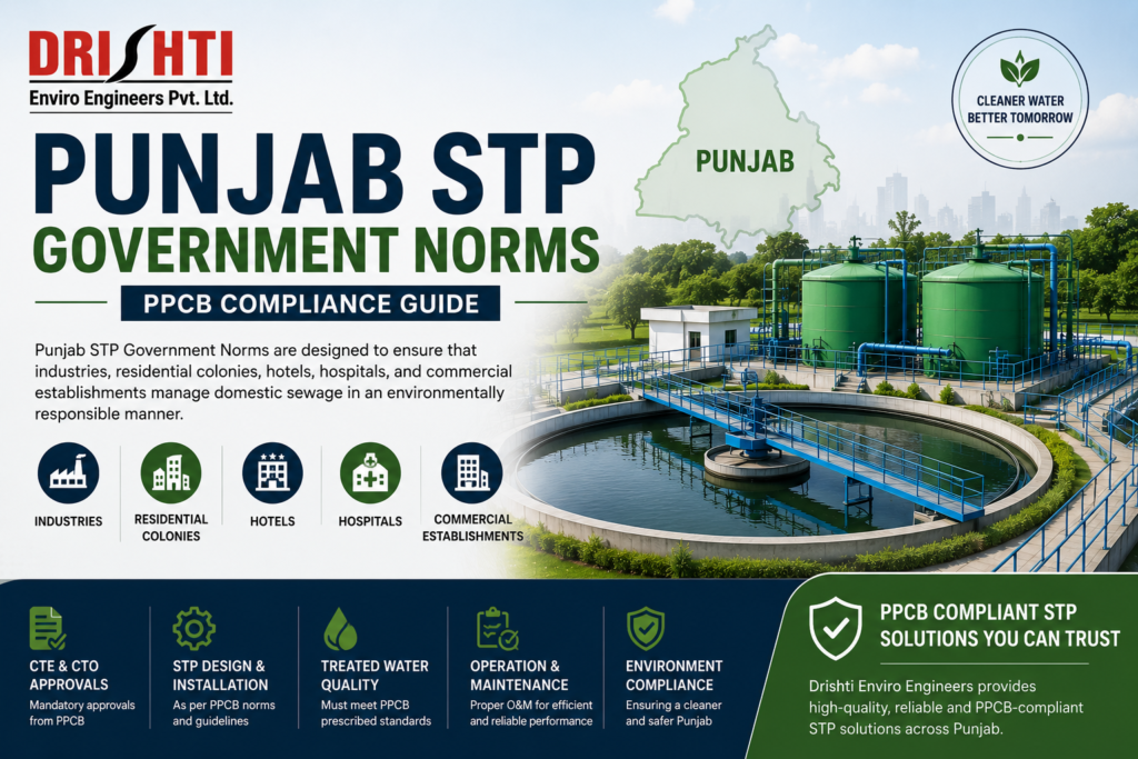 Punjab STP Government Norms explaining PPCB compliance, STP design, CTE & CTO approvals, and sewage treatment requirements in Punjab