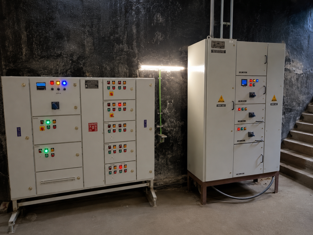 Electrical control panels at 750 KLD underground MBBR STP in Ludhiana